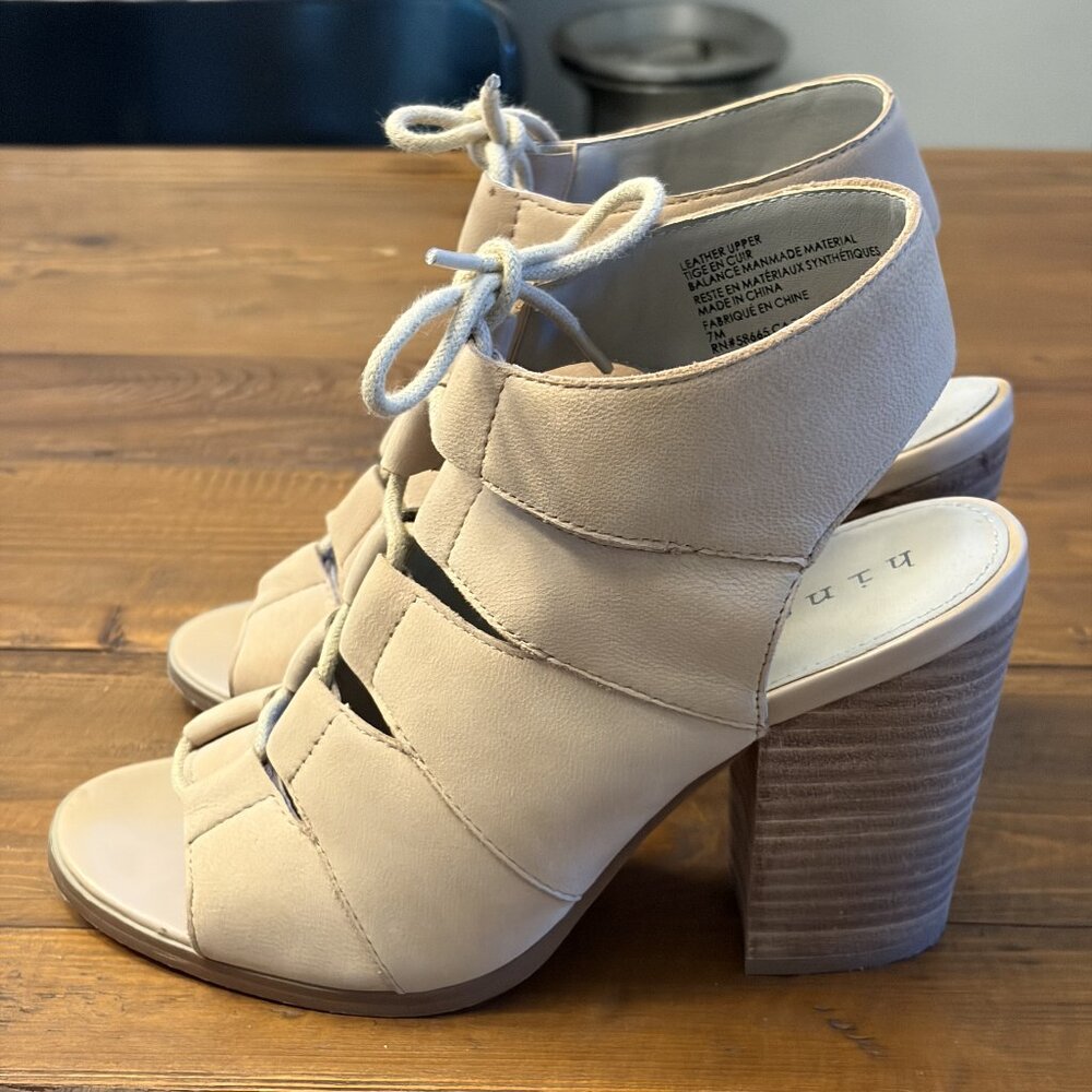 Hinge Nude Block Heel Sandals
